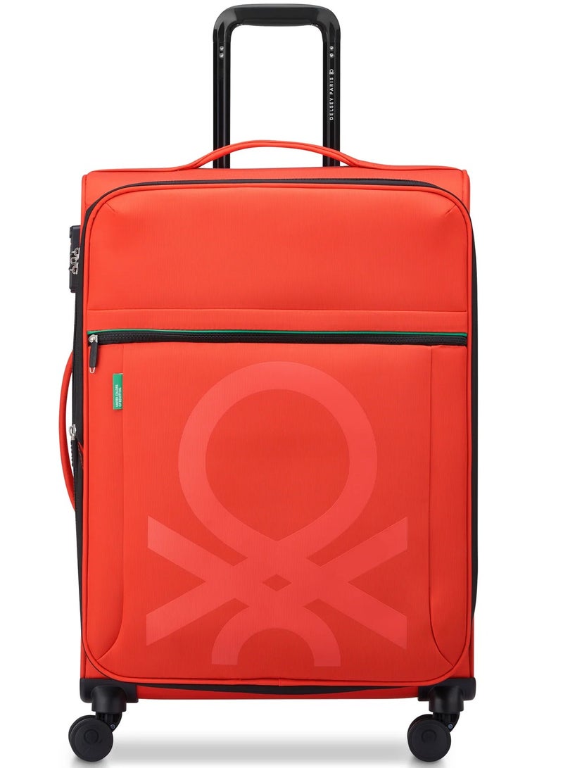 UNITED COLORS OF BENETTON Color Block 69 Cm 4-Double Wheeled Softside Expandable Check-In Luggage Trolley Case - Red - Image 1
